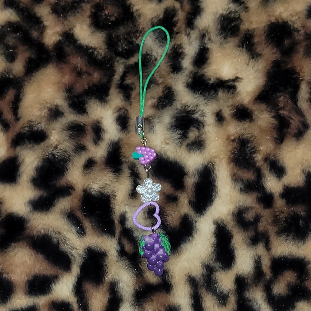 Purple Grape Phone Charm Keychain